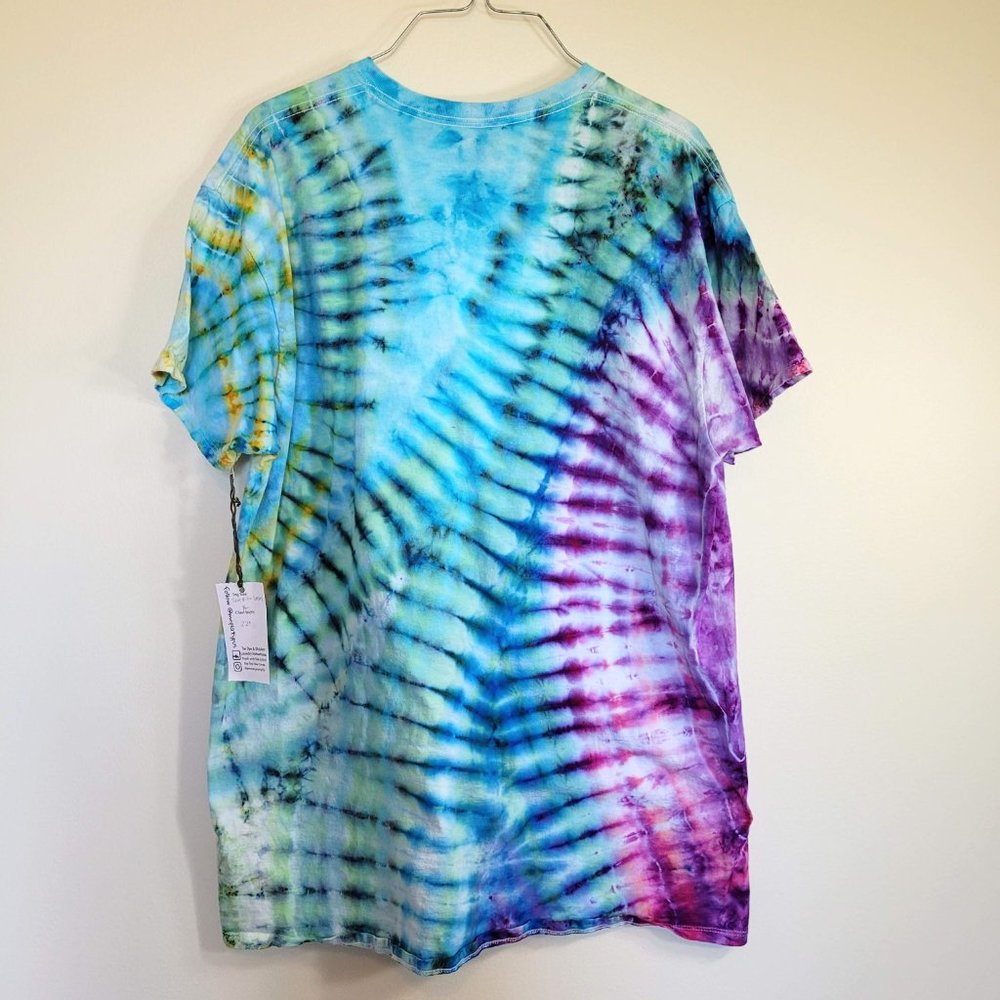 Custom Unisex Blue, Purple, & Green Tie-Dye T-Shirt - Picture 6 of 7